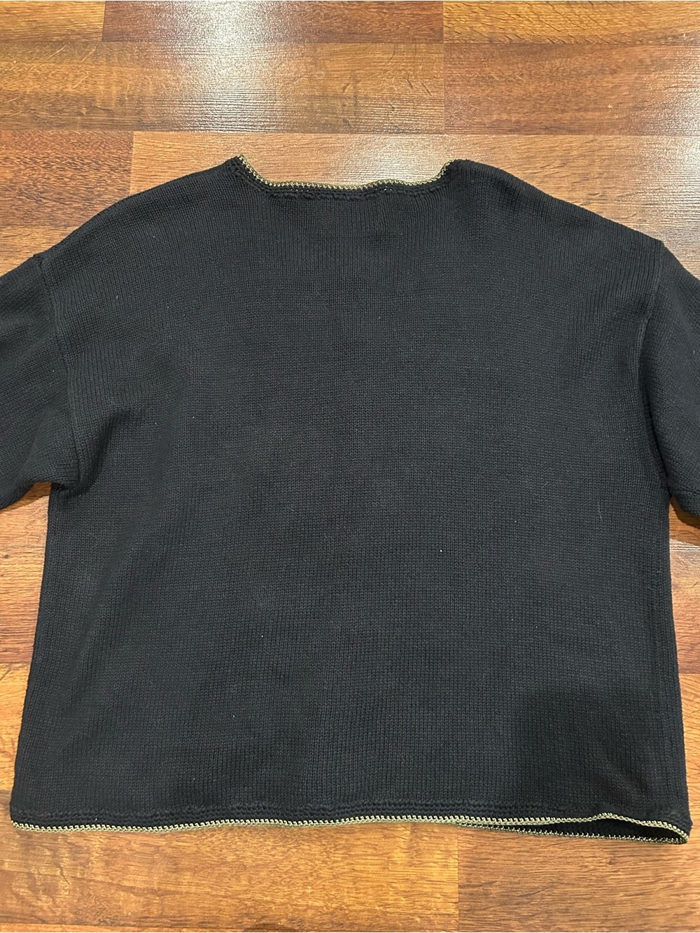 Tiara International Cardigan Black Sweater Embroidered Floral XL Cottagecore - Picture 7 of 8